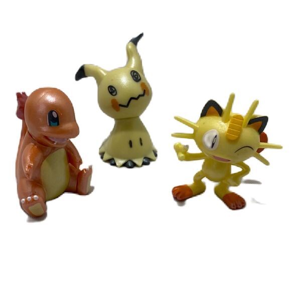 Pokemon Figures Lot Wicked Cool Toys PVC Toys Mimikyu Charmander and Meowth - Picture 1 of 8